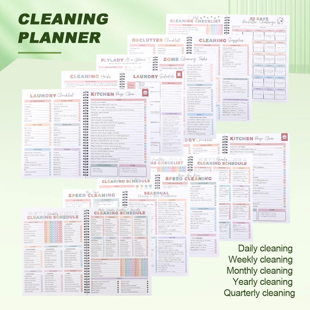 Adhd Cleaning Planner - Daily, Weekly & Monthly Organizer with Stickers | DIY Home Cleaning Schedule (White)