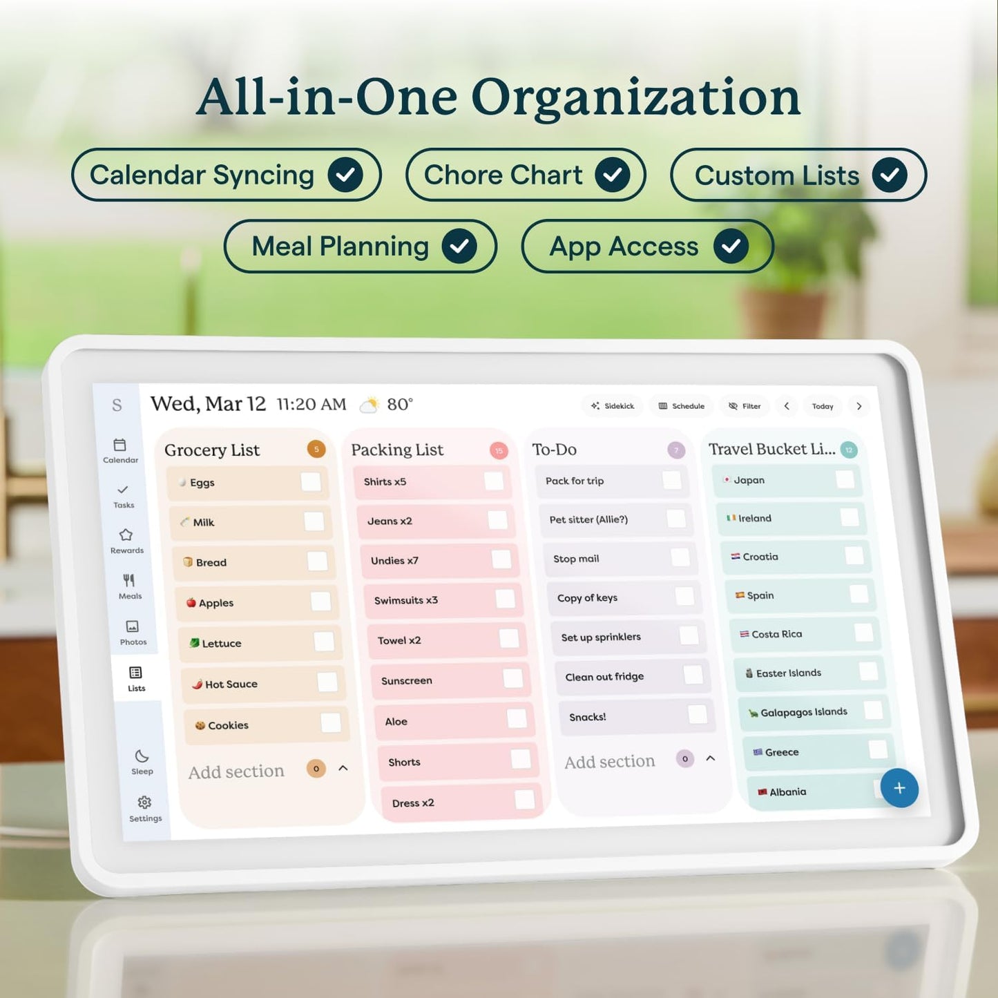 Skylight Calendar 2 - 15-Inch Full HD Touchscreen Digital Wall Planner & Smart Organizer | Classic White, 16GB Storage