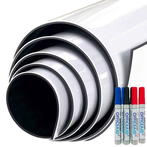 Flexible Jumbo Dry Erase White Board Roll, 41x96 Inch Large Sticky Blank Laminated Whiteboard Paper, Huge Erasable Adhesive Wall Poster Sheet for Office,Classroom