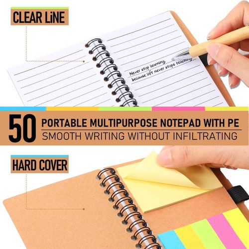 Chuangdi 50 Sets Employee Appreciation Gifts Bulk, Operation Christmas Gifts, Inspirational Kraft Spiral Notebook with Sticky Notes and Bamboo Pen, Motivational Team Supplies for, Students, Teachers