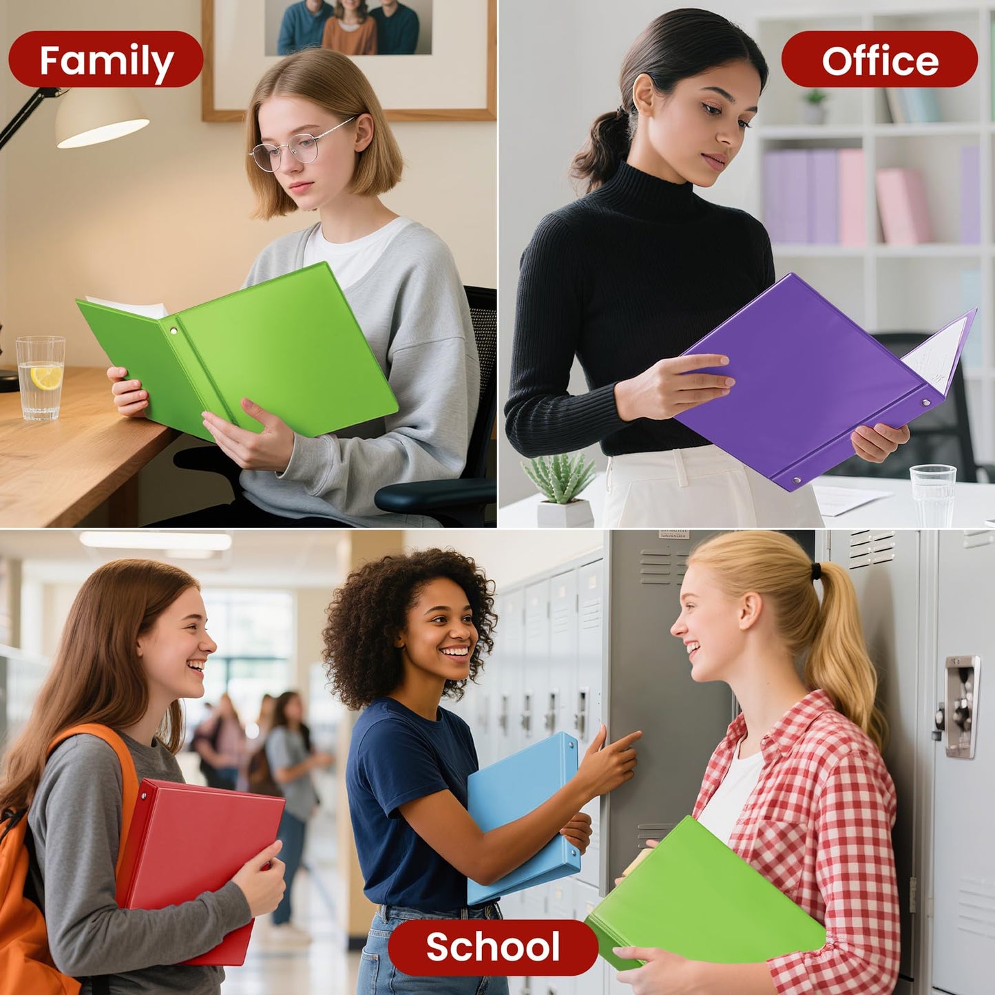 SUNEE 3 Ring Binder 1.5 Inch 1 Pack, Clear View Binder Three Ring PVC-Free (Fit 8.5x11 Inches) for School or Office Supplies, Tender Green