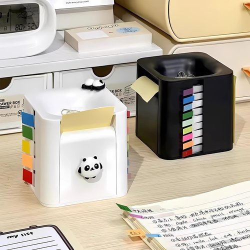 ZEUP Creative Office 5-in-1 Memo Note and Flag Dispenser,Memo Holder Desk Organizer for Office Home Post Pop Note Dispenser for Note Pad Holder White