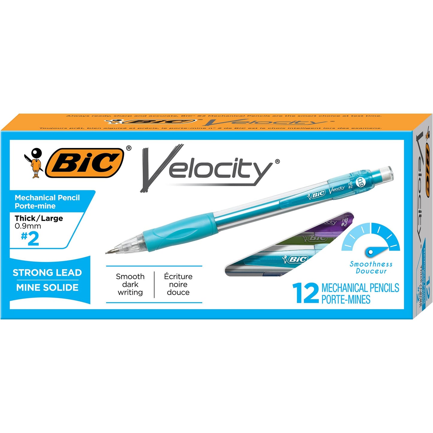 BIC Velocity Strong Lead Mechanical Pencils, Thick Point (0.9 mm), School Supplies for Students and Teachers, 12-Count Pack