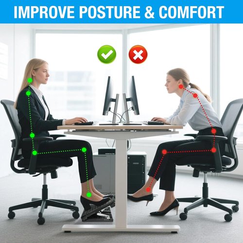 Scalebeard Ergonomic Foot Rest - Height Adjustable & Foldable Desk Footstool with Massage Beads | Ideal for Office & Gaming