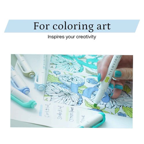 QULLITY Double-Ended Creative Highlighter set of 40 colors original pen pouch (Blue)