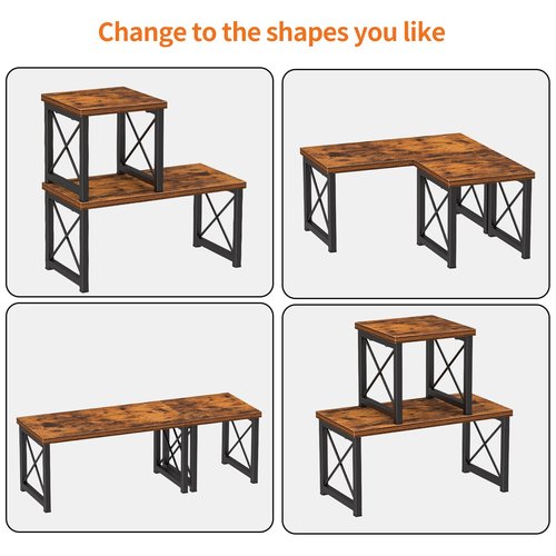 Honiter 2 Sets Desk Shelf, Desktop Organizer Shelf, 2 Tier Independent Stackable Desktop Shelves, Desktop Office Storage Rack Display Shelf