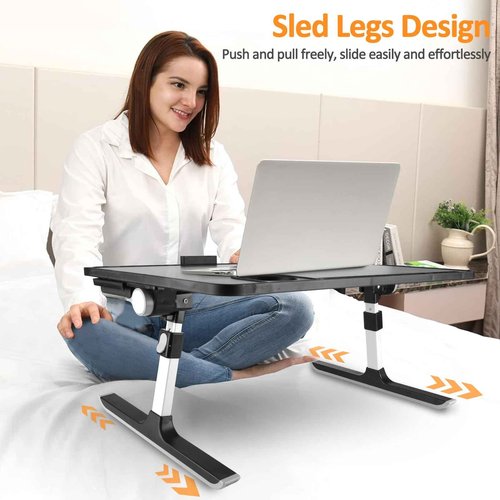 Lap Desk for Bed, Folding Laptop Stand for Bed Table, Adjustable Portable Laptop Bed Tray Desk with Storage Drawer Bookstand Cup Holder for Eating, Working, Writing in Sofa Couch Floor