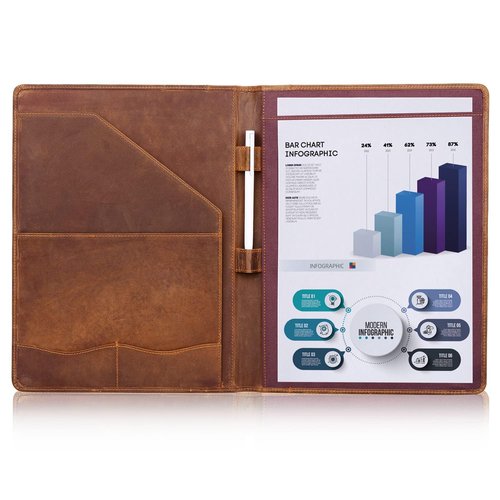 Jack&Chris Leather Portfolio, A4 Document Folder Legal Pad Padfolio, Professional Writing Letter Notepad Clipboard Sleeve Organizer, Resume Folio Binder for Men&Women,JC1823