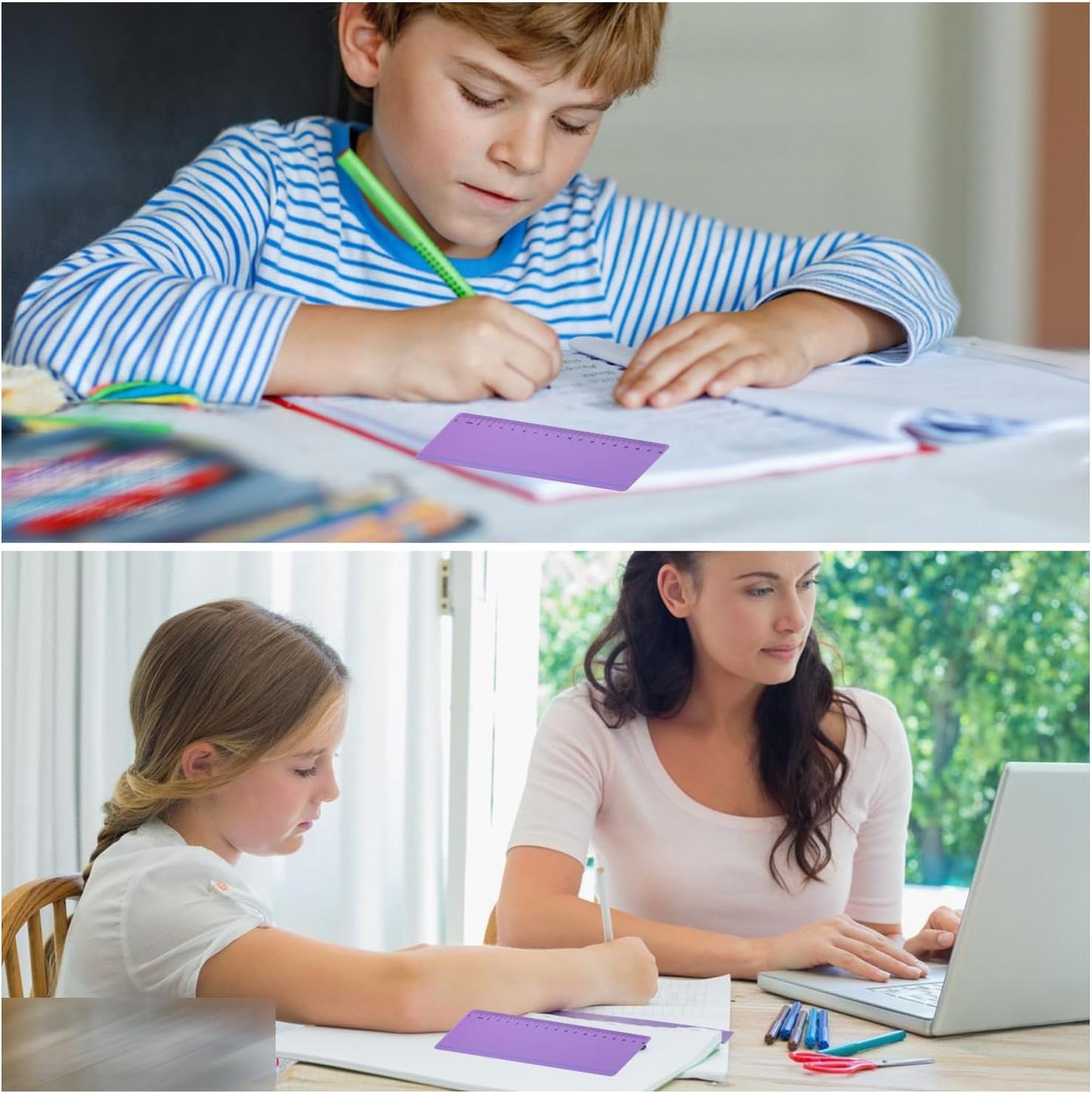 Skiennix Dyslexia Tools for Kids - 8-Piece Guided Reading Strips with Purple Overlays | Reading Tracking Rulers