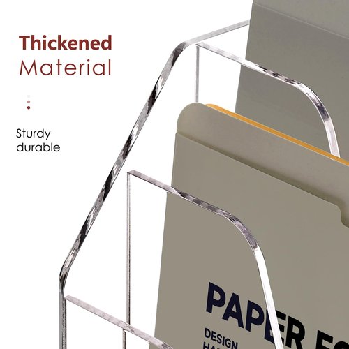 Tfirhuoe Wall Hanging File Folder Organizer for Desk, 3-Tier Acrylic Magazine Rack Wall Mount File Holder, Clear Paper Document Office Organizer - 1 Pack