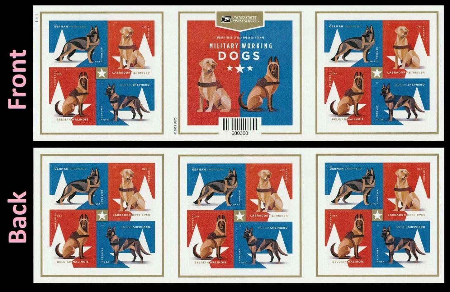 U.S. Postal Service Military Working Dogs Forever Stamps - Sheet of 20 | Scott 4508B