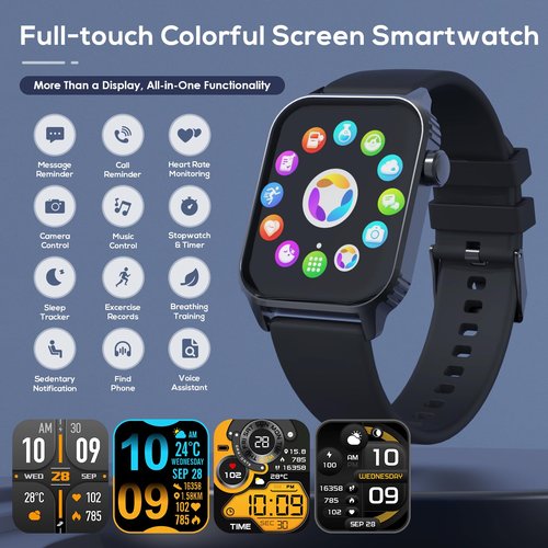 TRAUSI Smart Watches for Women Men, 1.83 inches HD Smartwatch with 90 Sports Modes, Heart Rate/Sleep Monitor, IP67 Waterproof, Bluetooth Call & Music Control