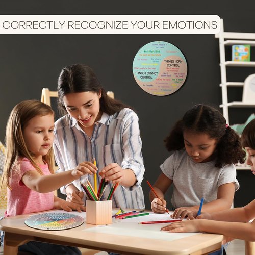 Giftacity Feelings Wheel Chart - 2 Pcs Wooden Emotion Chart for Therapy Office Decor | 10 Inch Calm Feelings Wheel