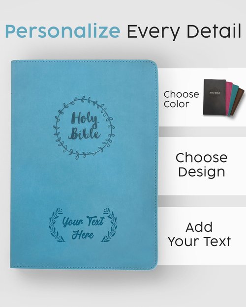 Personalized Gift Bible with Name Engraved, NIV Value Thinline, Large Print, New International Version, Custom Text & Design, Pink