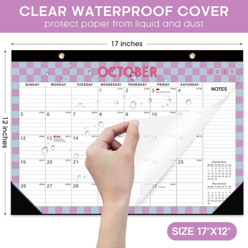 Checkered Desk Calendar 2026-2027 | Large 17" x 12" Monthly Planner for Home & Office