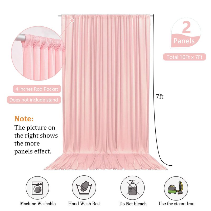 10 x 7 Feet Light Pink Backdrop Curtain for Partie, Background Curtains for Photoshoot, Birthday, Wedding, Halloween, Thanksgiving, Christmas, New Year Party Decorations 5Ft x 7Ft, 2 Panels