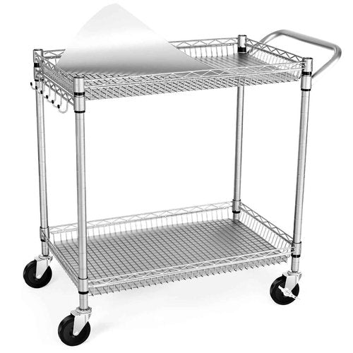 WDT Heavy Duty 2 Tier Rolling Cart, NSF Listed, 660Lbs Capacity, Commercial Grade Metal, 35.63"x18.1"x33.93"