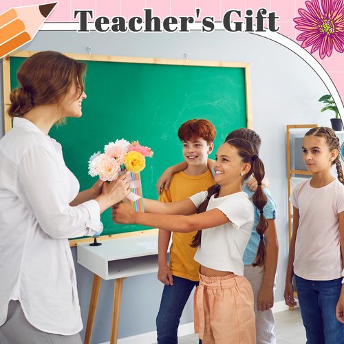 Honeydak 62 Pcs Teacher Appreciation Gifts Teacher Essentials Supplies Back to School Must Haves for Students Classroom, Includes Pen Holder, Pencils, Artificial Flowers and Ribbon