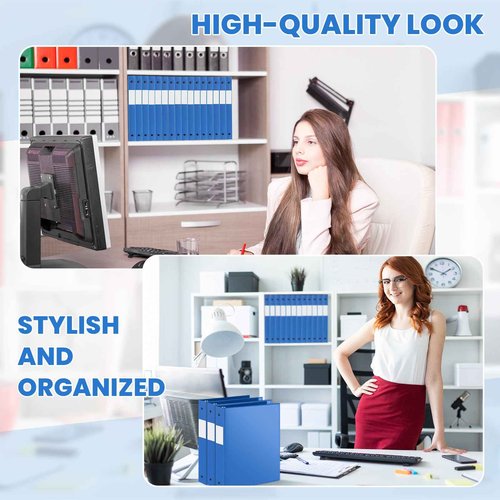 Henoyso 16 Pcs 2 Inch 3 Ring Binder with Clear Cover Plastic Flexible Fit Letter Size 8.5" x 11" Paper Holds 100 Sheets Versatile Binders for School Office Home, 1 Pocket(Blue)