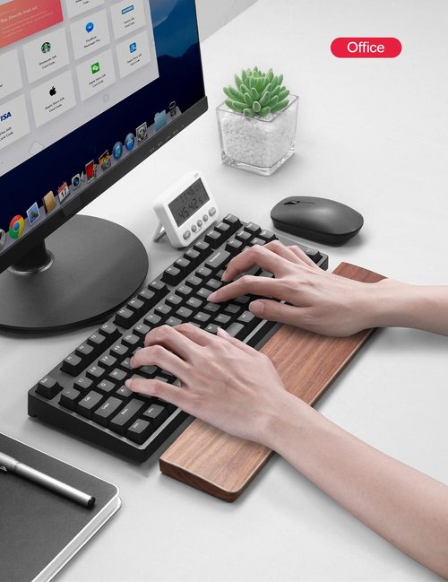 Meatanty Wooden Keyboard Wrist Rest,Ergonomic TKL Gaming Walnut Mechanical Keyboard Wrist Pad,Hard Wrist Rest Palm Rest Supports Computer, Laptop Comfortable Typing Pain Relief (14.17")