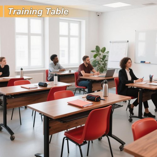 Conference Room Table with Silent Wheels, Mobile Folding Conference Table for 16 Person,Flip Top Office Training Tables with Walnuts Wood Tabletop, for School,Business Meeting Rooms (6 Pack 63in)