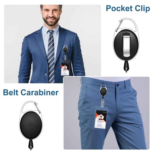 LYDTICK 100 Pcs Retractable Badge Reels & ID Badge Holder, Heavy Duty Badge Holder Clips Bulk ID Card Key Holders with Ring for Nurse Office Work Employee School Supplies