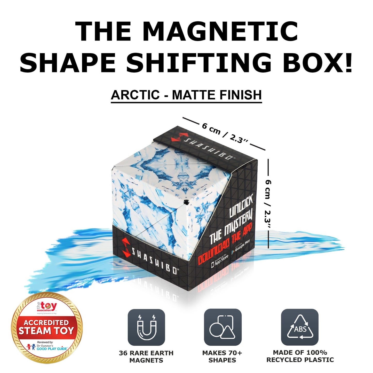Shashibo Sensory Fidget Toy for Adults & Kids, Stress Relief Fidget Toy for Adults, Teens & Kids, Cool Fidget Toys for Desk, Classroom Must Have, Sensory Shape Shifting Cube, 100+ Possible Shapes