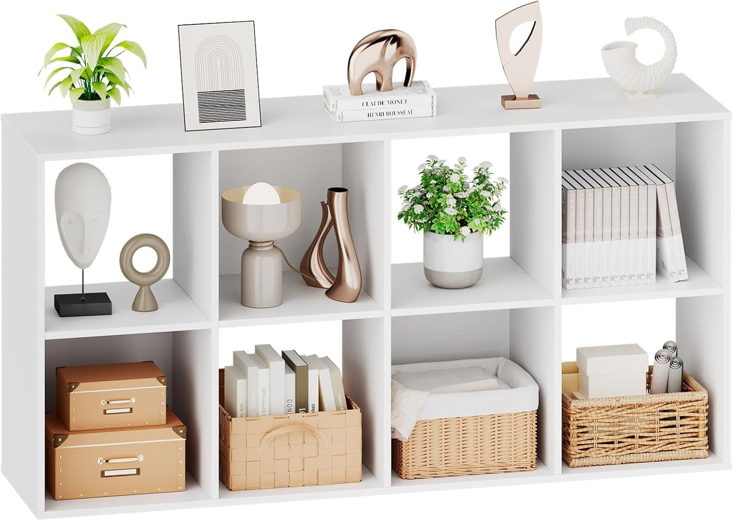 Sweetcrispy 8 Cube Storage Organizer - Versatile Open Cube Bookshelf with Removable Back Panels | 47.7" L x 11.6" W x 24" H, White