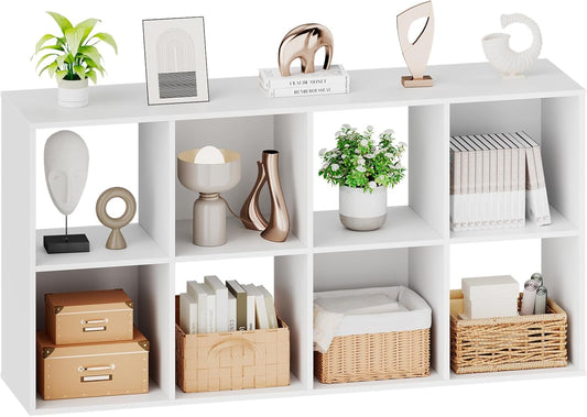 Sweetcrispy 8 Cube Storage Organizer - Versatile Open Cube Bookshelf with Removable Back Panels | 47.7" L x 11.6" W x 24" H, White