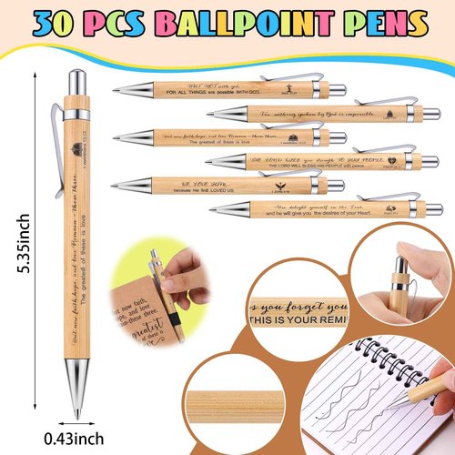 60 Pcs Christian Gifts Bulk Spiral Notebooks with Sticky Notes Inspirational Bible Verse Prayer Journals Religious Notepad Bamboo Ballpoint Pens for Women Teacher Church Party Office