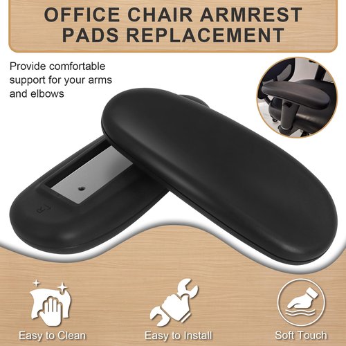 Office Chair Armrest Pads Replacement Fits Univeral Desk Chair Arms with Mounting Hole Patterns Screws, Desk Armrest Cover 4" x 10" (Pack of 2)