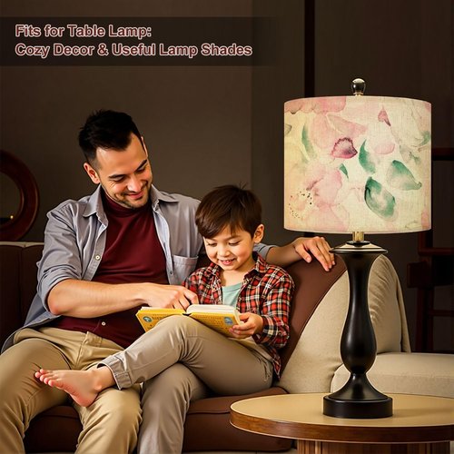 Lampshades Sage Green Lamp Shades Boho 1 Pack Summer Blossom Botanical Floral Watercolor Roses Peony Light Shade for Table Lamps Floor Lamps Drum Lamp Shades Lampshade Replacement