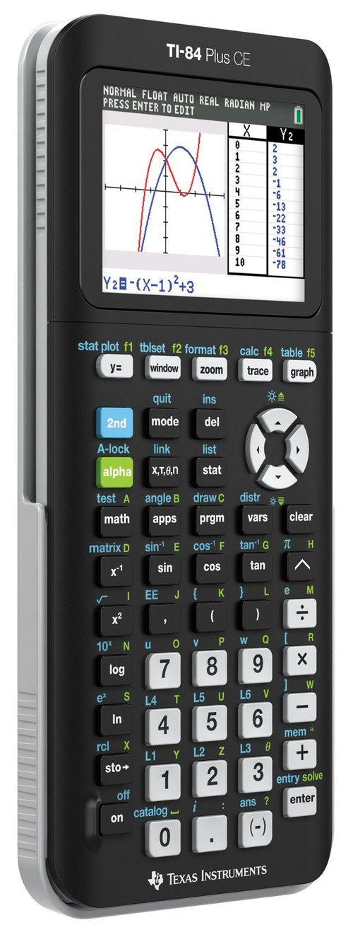 Texas Instruments TI-84 Plus CE Graphing Calculator, Black (Frustration-Free Packaging) (84PLCE/PWB/2L1/A) (Renewed)