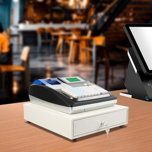 Electronic Cash Register, High-Speed Thermal Print Head, 4 Compartments with Clamps and 5 Coin Compartments for Barcode Scanners, Small Ticket Printers, Pcs (Black)