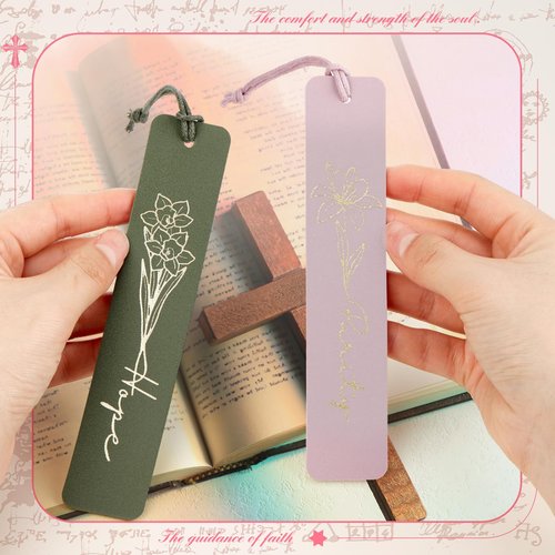 Skyygemm 10 Pcs Christian Bookmarks for Women 1.2" x 5.9" Soft Leather Bible Inspired Bookmark with Floral Uplifting Words Personalized Religious Gifts for Book Lovers Mother Readers Church(Pastel)