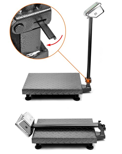 QWORK Foldable 600LB Weight Computing Postal Scale, Floor Platform Digital Scale, Accurate Warehouse Large Shipping Mailing LB/KG Calculator