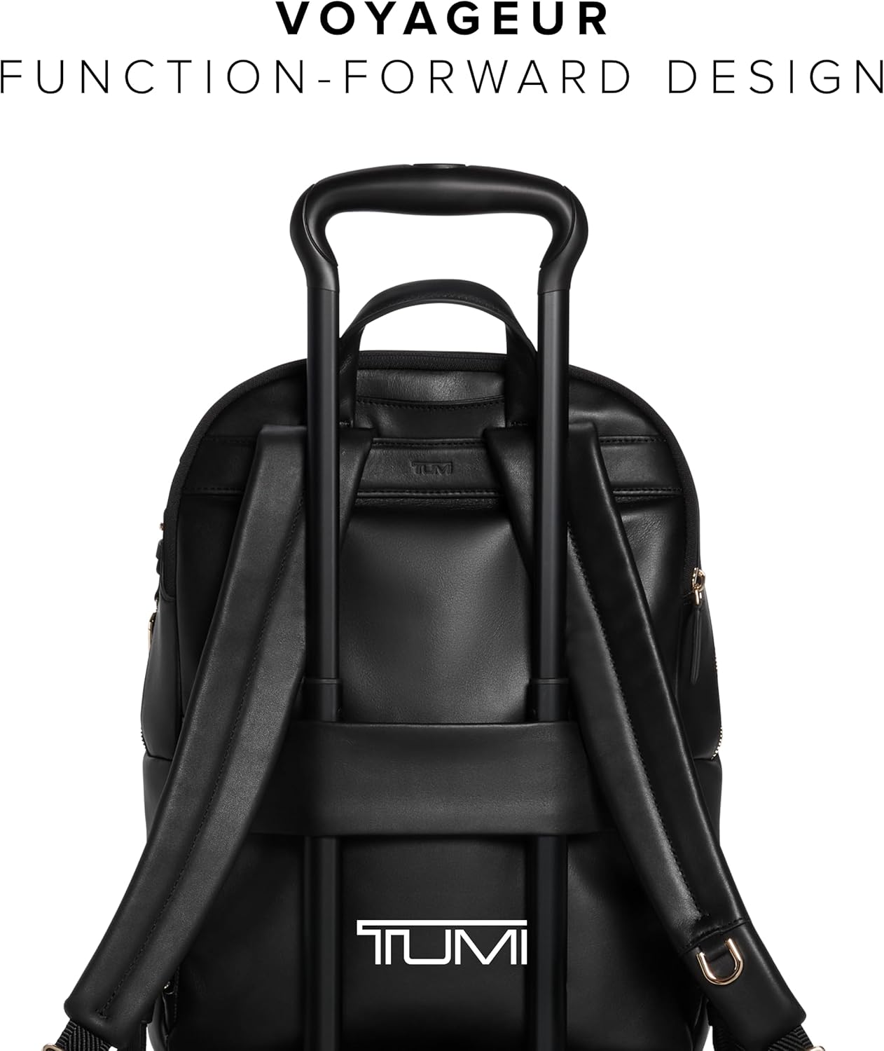 TUMI - Voyageur Holland Backpack - Women's Leather Travel Bag - Fits Up to 14" Laptop - Black with Gold Hardware