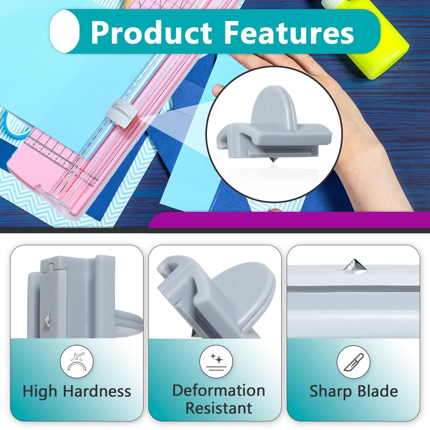 9 Pcs 157400-1001 Paper Trimmers Blades Compatible with Fiskars Blades, Compatible with 12" Portable Paper Cutter Style I Blade 1968701005, Grey