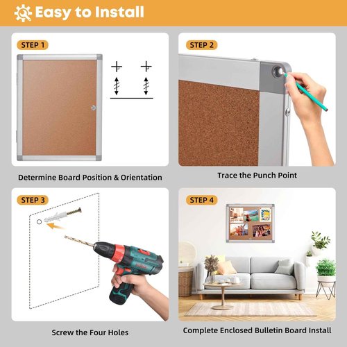 YOKUGO 20"x16" Outdoor Bulletin Board Weatherproof, Aluminium Frame Enclosed Bulletin Board with Locking Door, Tamper-Proof Dispaly Case Lockable Corkboard for School, Office, Hospital, Store