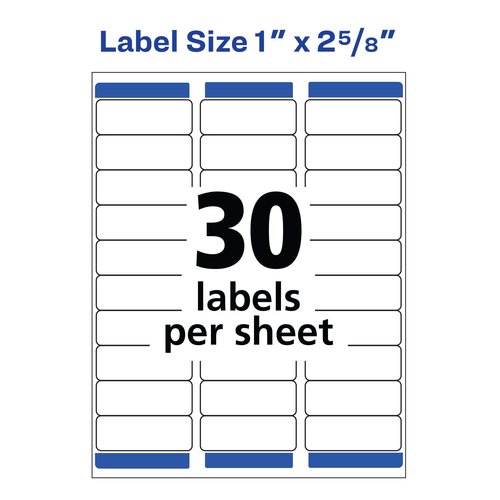 Avery Removable ID Labels, Sure Feed Technology, Removable Adhesive, 1" x 2-5/8", 5 Packs (6460)