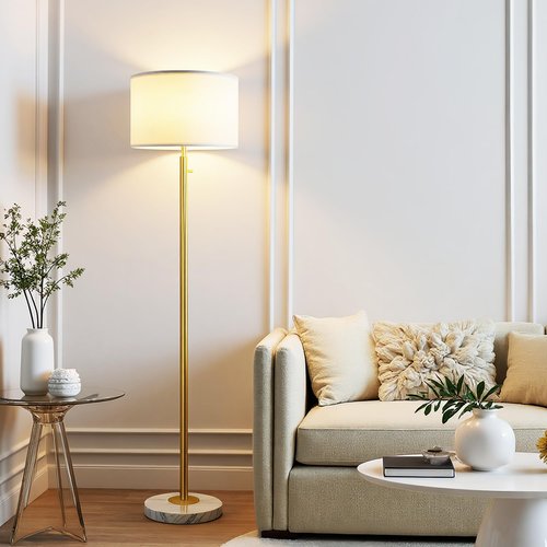 Aulaiyi Floor Lamp for Living Room,Dimmable Gold Floor Lamp,Modern Standing Lamp with Marble Base,Tall Standing Lamp for Bedroom, Reading,Office & Kids' Room,LED Bulb Included(Gold)