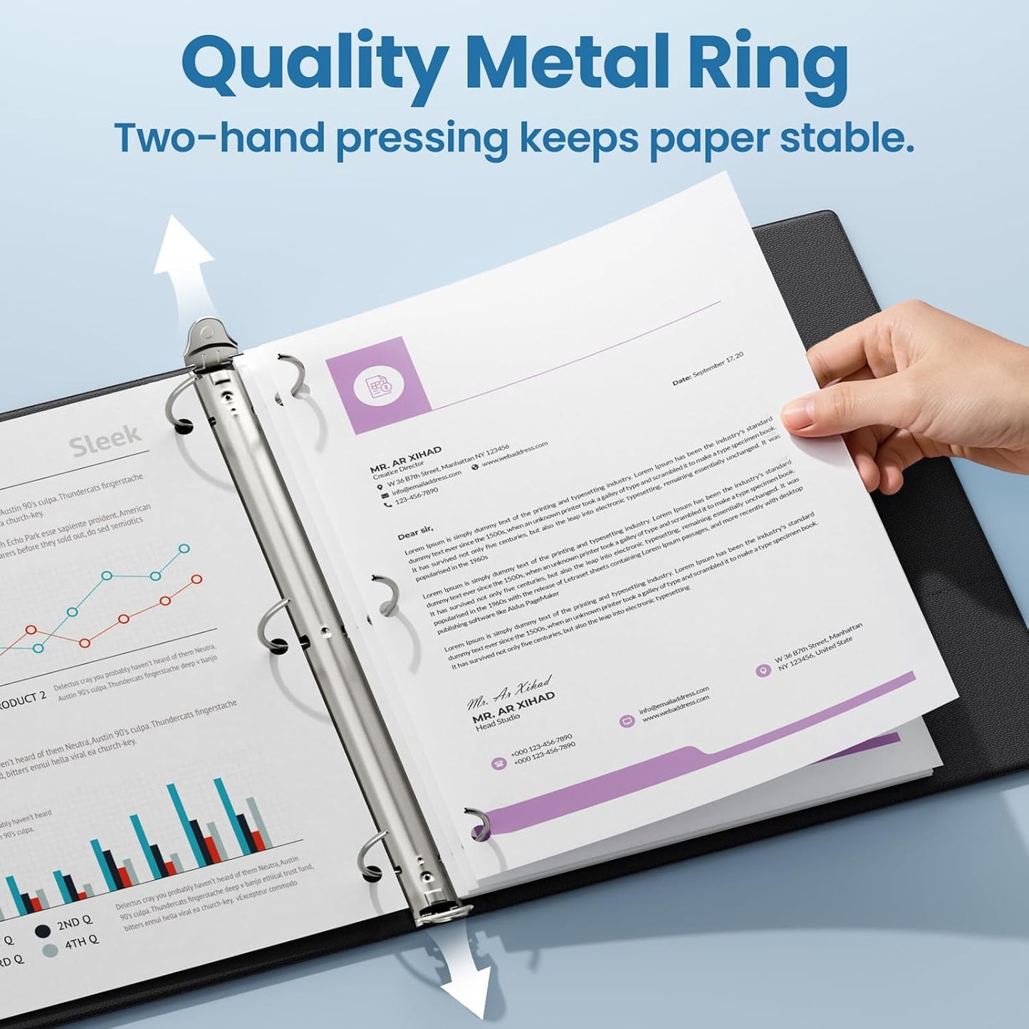 SUNEE 3 Ring Binders - PVC-Free Clear View Design | 1/2 Inch, 12 Pack for School & Office - Black