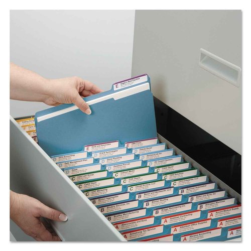 Smead Pressboard File Folder, 1/3-Cut Tab, 1" Expansion, Letter Size, Blue, 25 per Box (21530)