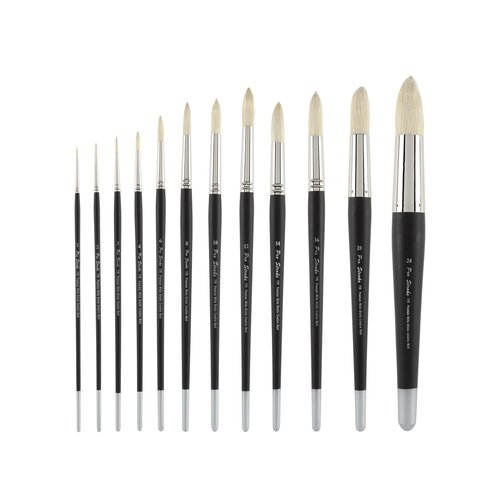 Creative Mark Pro Stroke Premium White Chungking Hog Bristle Artist Paint Brush - Round # 24 - Natural Bristle Brush w/Great Control Suitable for Oils, Watercolors, Acrylics, Alkyds, Caseins