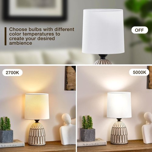EJIAXIN Table Lamps Set of 2 | 13.5" Boho Ceramic Lamps - Rustic Farmhouse Design for Bedroom & Living Room