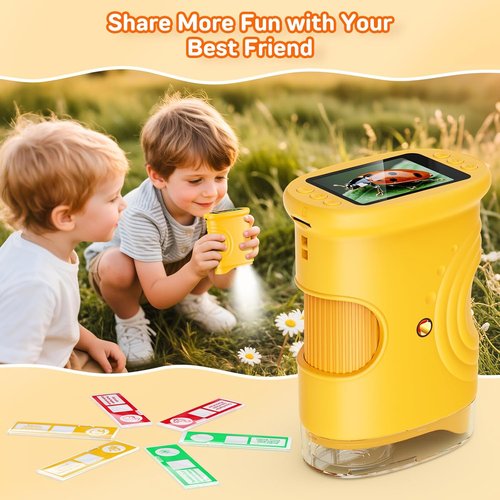 1000X Digital Handheld Microscope - Portable STEM Science Lab Toy with 2.0" IPS Screen | Rechargeable Educational Gift for Kids Ages 4-12 - Orange