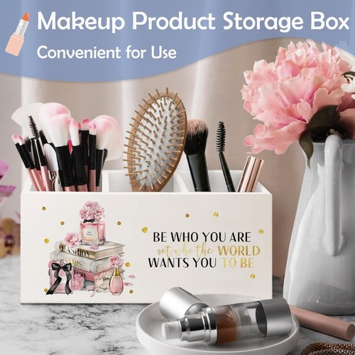 SNNDER Inspirational Gifts for Women Teen Girls Toothbrush Holder, Pink and Gold Bathroom Decor, Be Who You are Motivational Wooden Pen Pencil Holder Organizer for Home Office Desk Accessories
