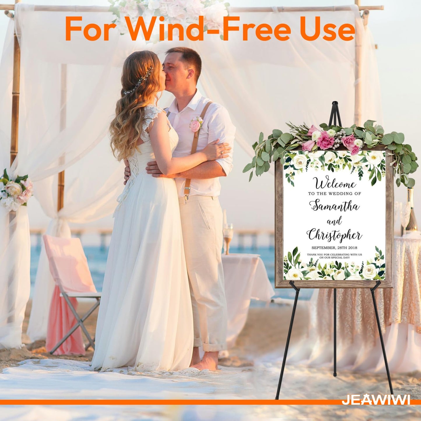 JEAWIWI 1 PCS Black Lightweight Easel Stand, 66 Inch Portable Display Easel for Posters, Foam Boards, Signs, Art Displays & Indoor Events with Carry Bags
