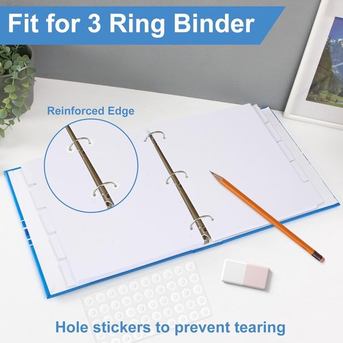 Azureal Binder Dividers - 25 Blank Write-On Tabs for 3-Ring Binders | Letter Size, 3-Hole Punched