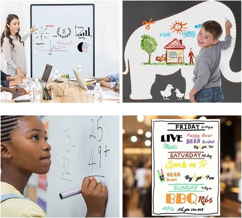 Warasee Magnetic Whiteboard Contact Paper, 36" x 48" Magnetic Self Adhesive Dry Erase White Board Wall Stickers, Stick on Whiteboard Roll, for School/Home/Office